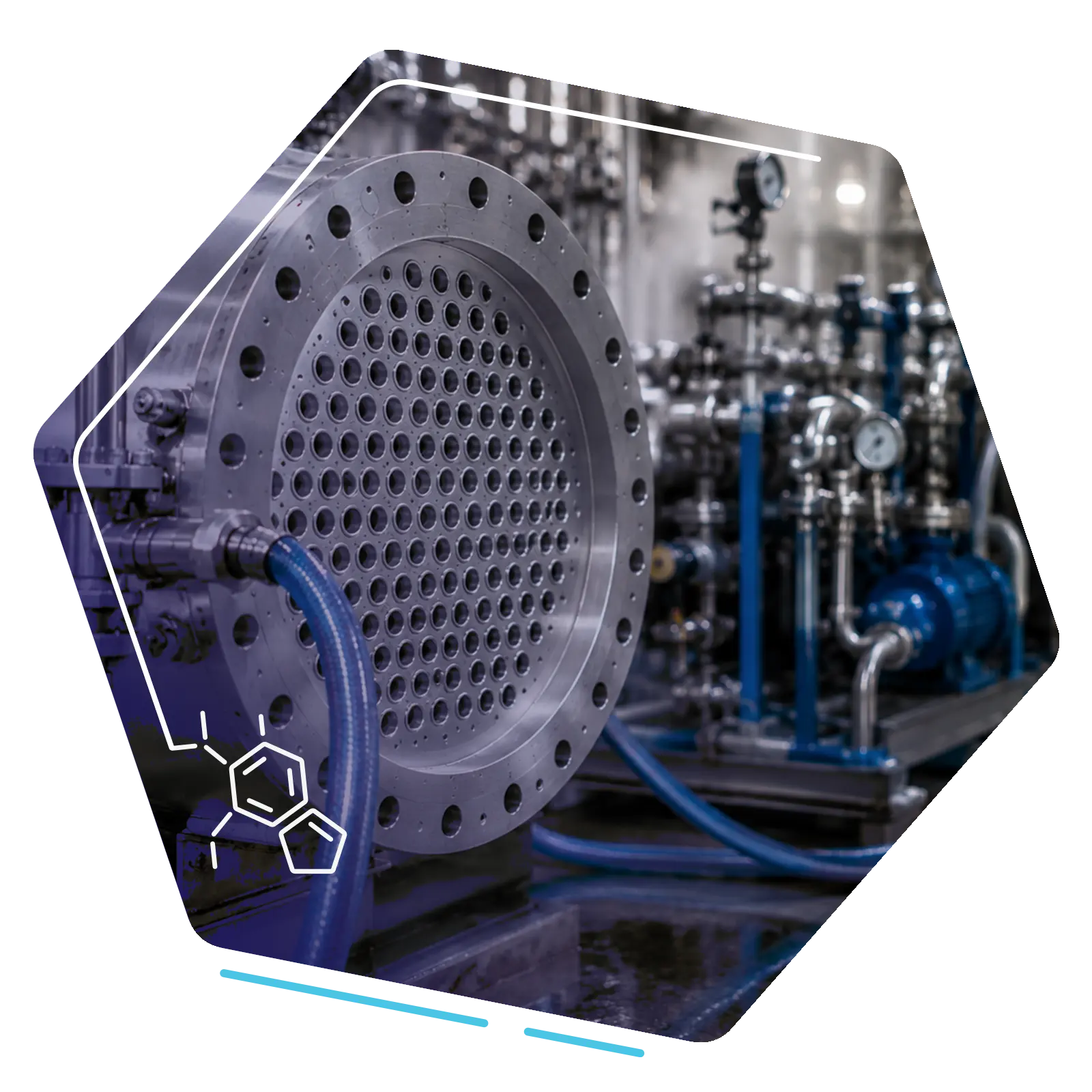 Composite showing industrial equipment and internal system cleaning applications